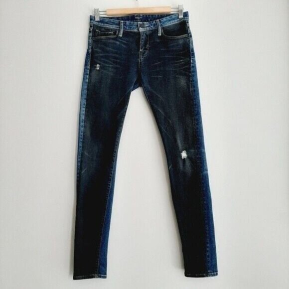 FIDELITY | Mila Two-tone Hellcat Sun King Distressed Mid-rise Jeans Sz 27 - Picture 3 of 14